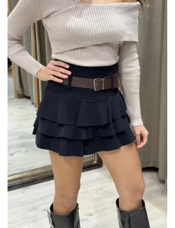 Falda mini volantes negro