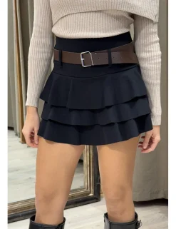 Falda mini volantes negro
