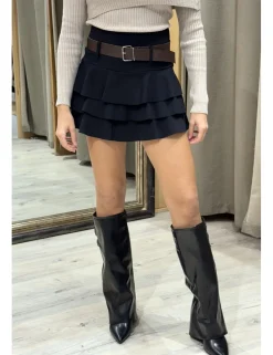 Falda mini volantes negro