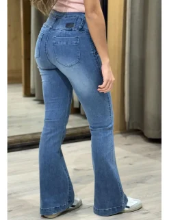 Jeans flare push-up azul denim