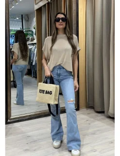 Jeans flare rotos azul claro