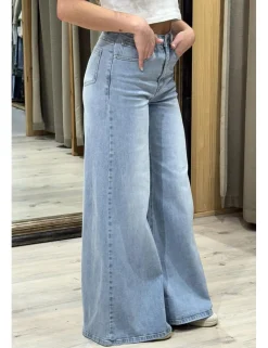 Jeans super wide leg azul