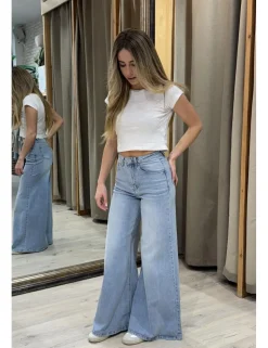 Jeans super wide leg azul