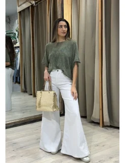 Jeans super wide leg blanco