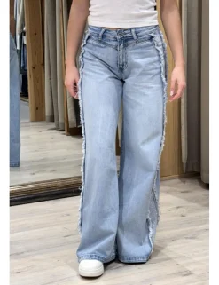 Jeans super wide leg brillos azul
