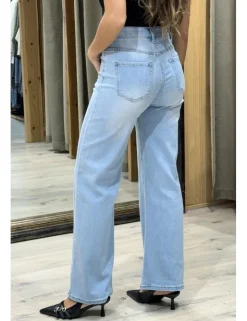 Jeans wide leg azul claro