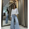 Jeans wide leg palazzo azul