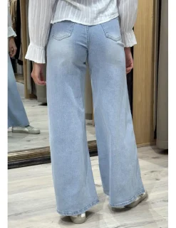 Jeans wide leg palazzo azul