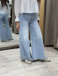 Jeans wide leg palazzo azul