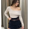 Jersey canalé asimétrico beige
