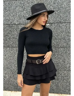 Jersey canalé lúrex negro