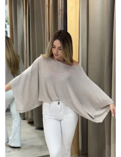 Jersey lúrex murciélago beige