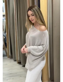 Jersey lúrex murciélago beige