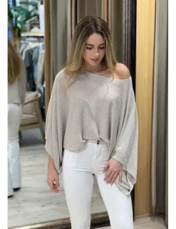 Jersey lúrex murciélago beige