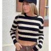Jersey trenzado rayas negro-crudo