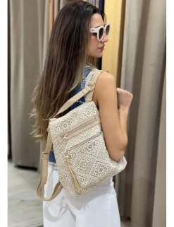 Mochila hilo-lurex crudo-oro