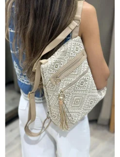 Mochila hilo-lurex crudo-oro