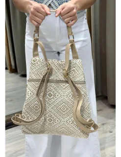 Mochila hilo-lurex crudo-oro