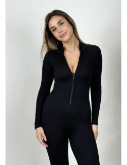 Mono deportivo Push-Up con cremallera negro