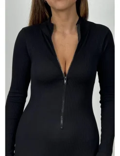 Mono deportivo Push-Up con cremallera negro