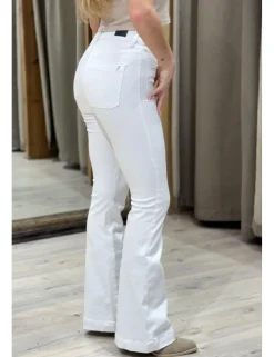 Pantalón campana elástico blanco