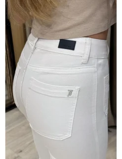 Pantalón campana elástico blanco