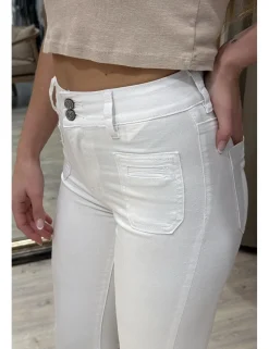 Pantalón campana elástico blanco