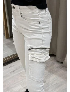 Pantalón cargo elástico crudo