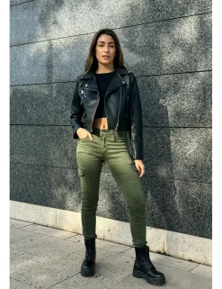 Pantalón cargo elástico kaki