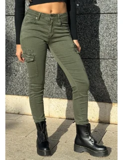 Pantalón cargo elástico kaki