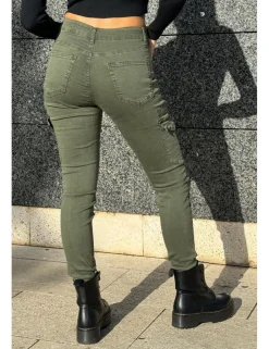 Pantalón cargo elástico kaki