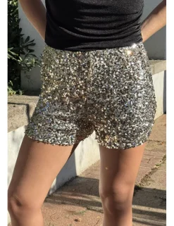 Short lentejuelas dorado