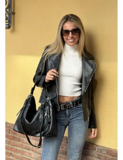Top cuello perkins sin mangas blanco