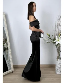 Vestido asimétrico bardot negro