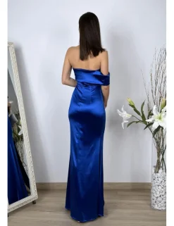 Vestido asimétrico bardot azul klein