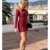 Vestido asimétrico lúrex granate