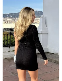 Vestido asimétrico lúrex negro