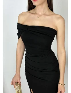 Vestido asimétrico midi negro