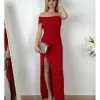 Vestido asimétrico midi rojo