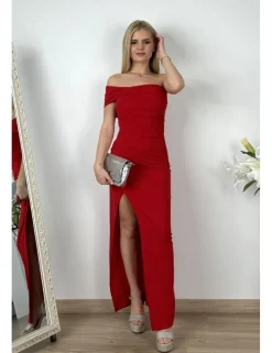 Vestido asimétrico midi rojo