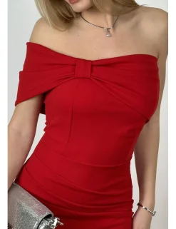 Vestido asimétrico midi rojo