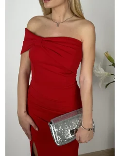Vestido asimétrico midi rojo