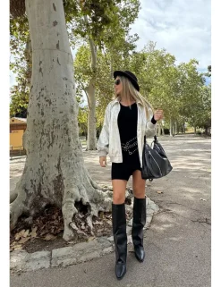 Vestido canalé corto negro