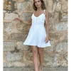 Vestido corto crepón blanco