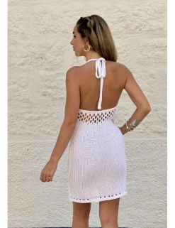 Vestido corto ganchillo blanco
