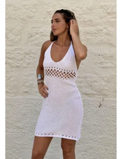 Vestido corto ganchillo blanco