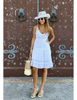 Vestido corto ibicenco blanco