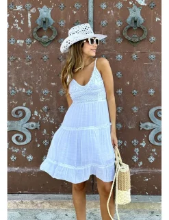Vestido corto ibicenco blanco