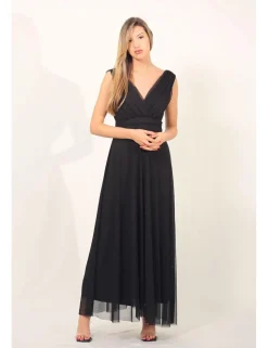 Vestido de gasa estilo griego negro