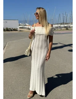 Vestido ganchillo sirena crudo